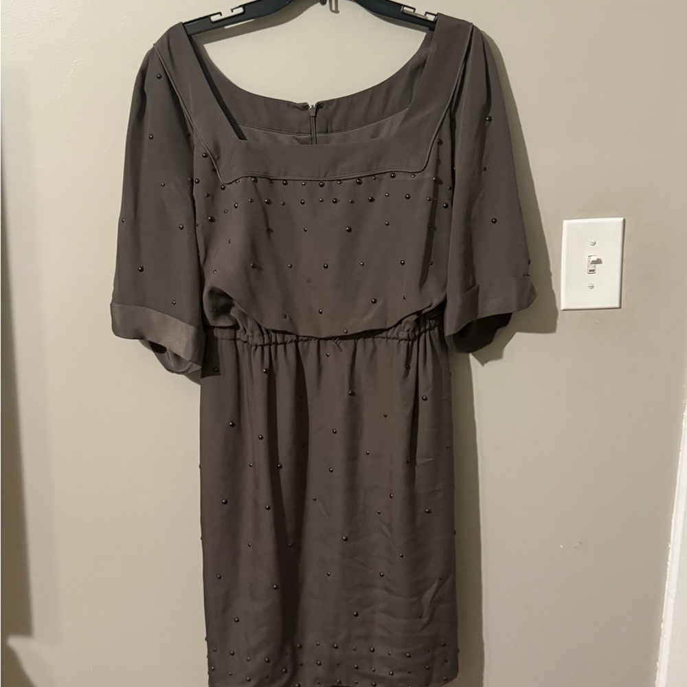 Jessica Simpson Elegant Taupe Long Sleeve Dress